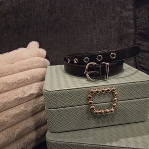 Coach Black Belt with Silver Accents